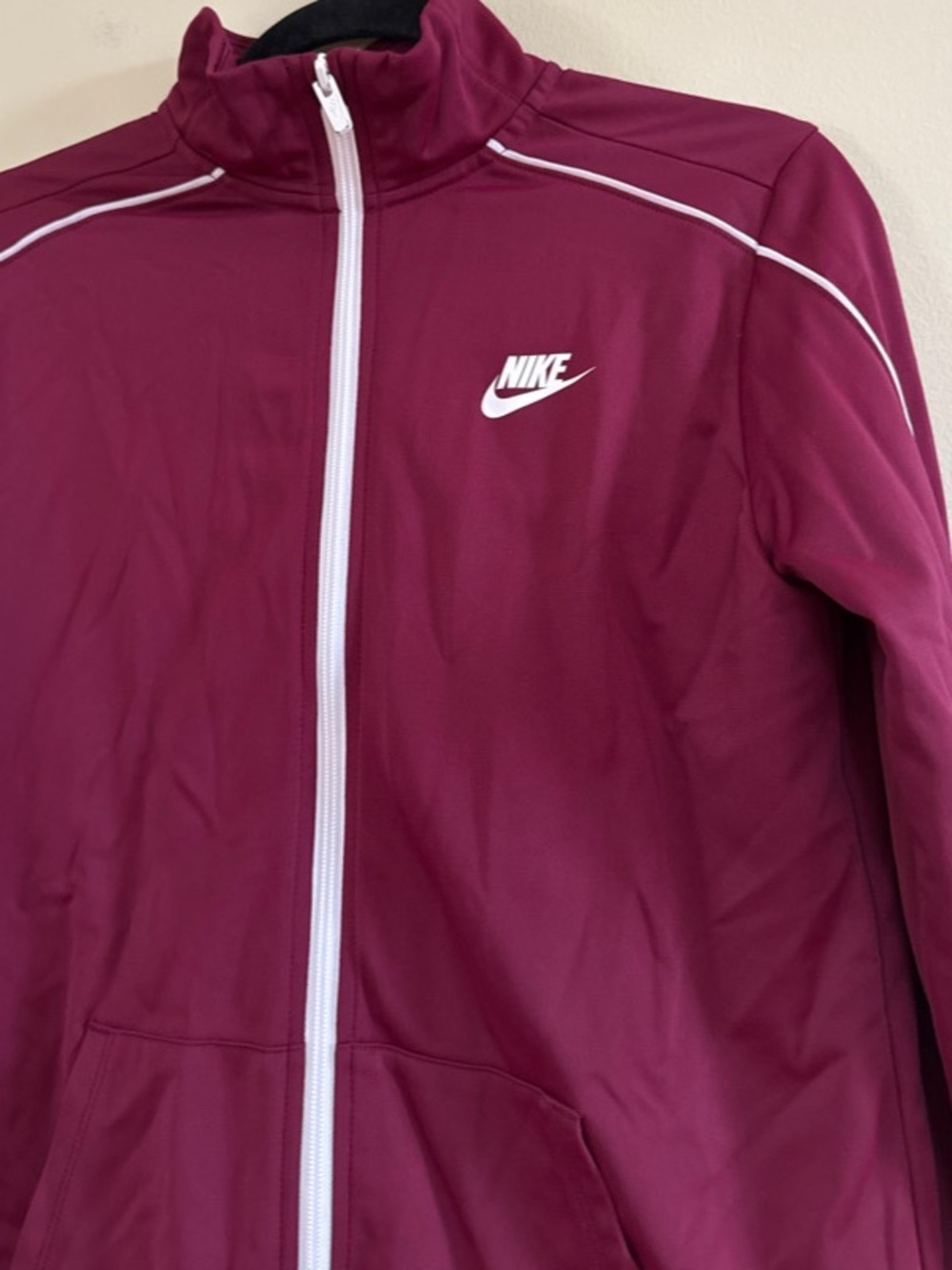 Nike Maroon Track Jacket & Pants Set with White Accents - Picture 3 of 6